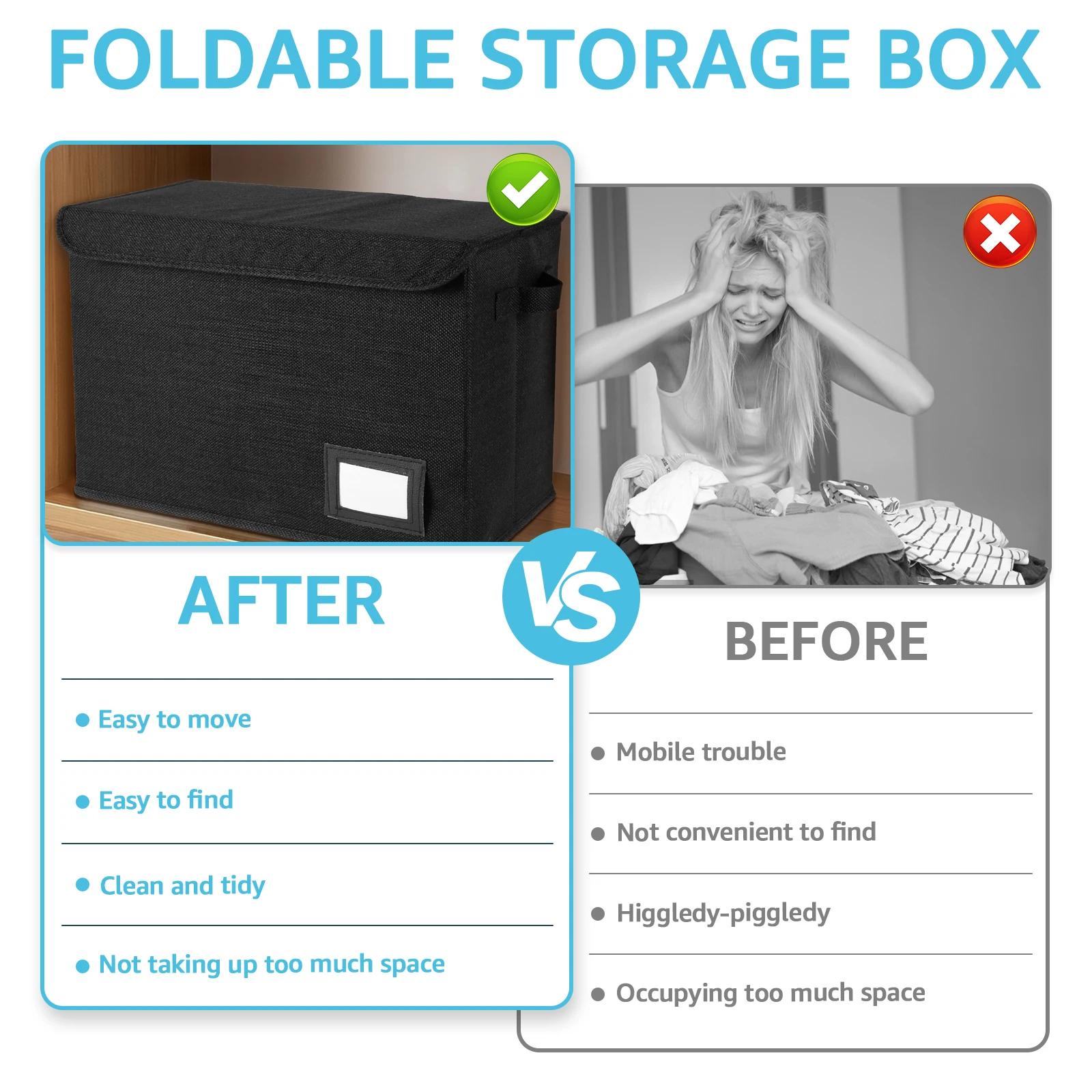 Foldable Storage Box With Lid And Handle Washable Organizer_voghion.com