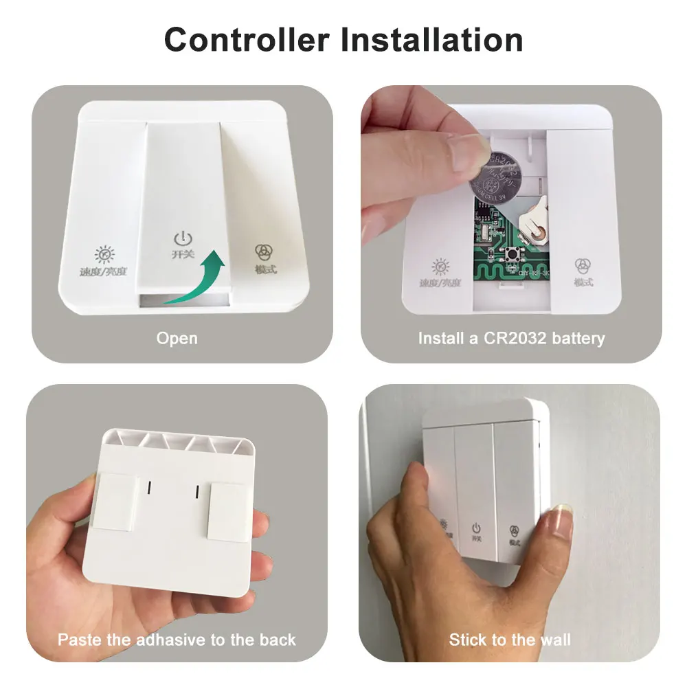 Description Picture 5 of itemTouch wireless panel switch running water LED light RF controller 3-key 12-key remote control monochrome strip