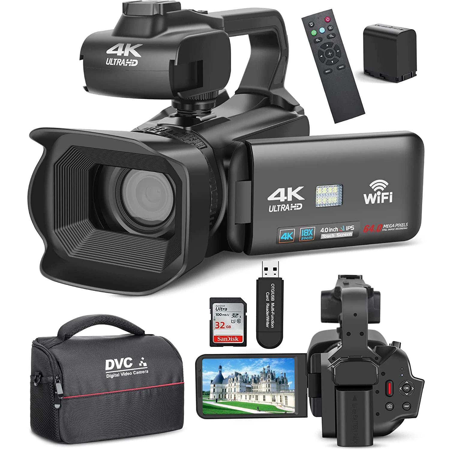 Caméra vidéo 4k Caméscope pour  Ultra HD 4K 48MP Vidéo Blog