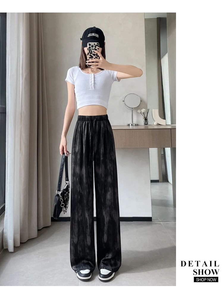 Sommer neue schlanke lose Frauen Hosen koreanische einfache grundlegende hohe Taille gerade Hosen weibliche schicke Mode Straße lässige Frau Hosen – Detail 22