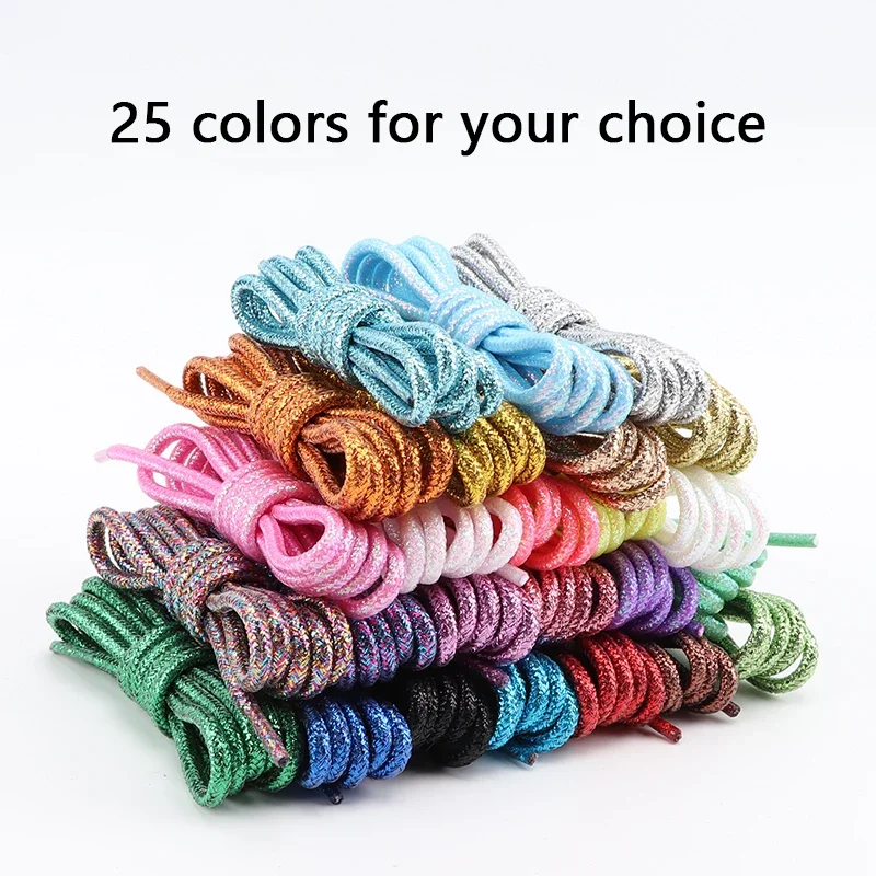Vibrant Glitter Round Shoelaces for Trendy Sneakers and Leather Shoes