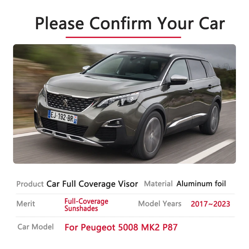 Auto Sonnenblende für Peugeot 5008 mk2 p87 2017 2018 2019 2020