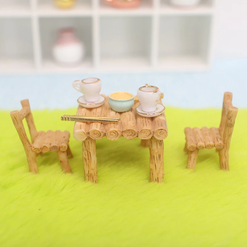 

1/12 Dollhouse Resin Dining Table Chair Model Set Miniature Furniture Accessories Restaurant Bar Table Furniture Kids Toy Gift