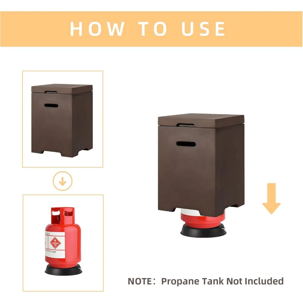 2-Piece 56" Outdoor Rectangle Propane Fires Pit Table, with Tank Holder, 50,000 BTU Concrete Fire Table , Outdoor Fire Pit