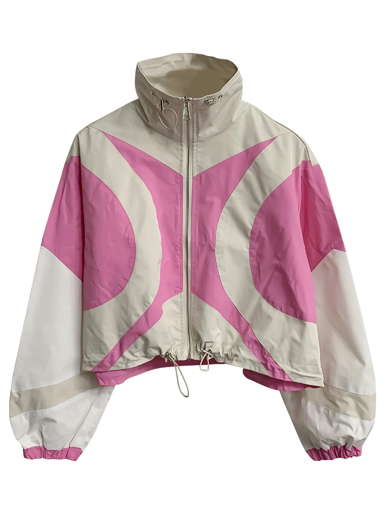 

Autumn Women Jacket Patchwork Loose Short Basic Coat Female Casual Long Sleeves Baseball Jacket Outwear