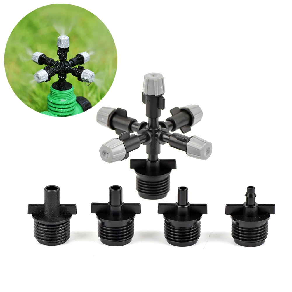 

1/2 Inch Adapter Connector With 5-way Garden Sprinklers Adjustable Misting Atomizing Garden Sprinklers 1-10PCS