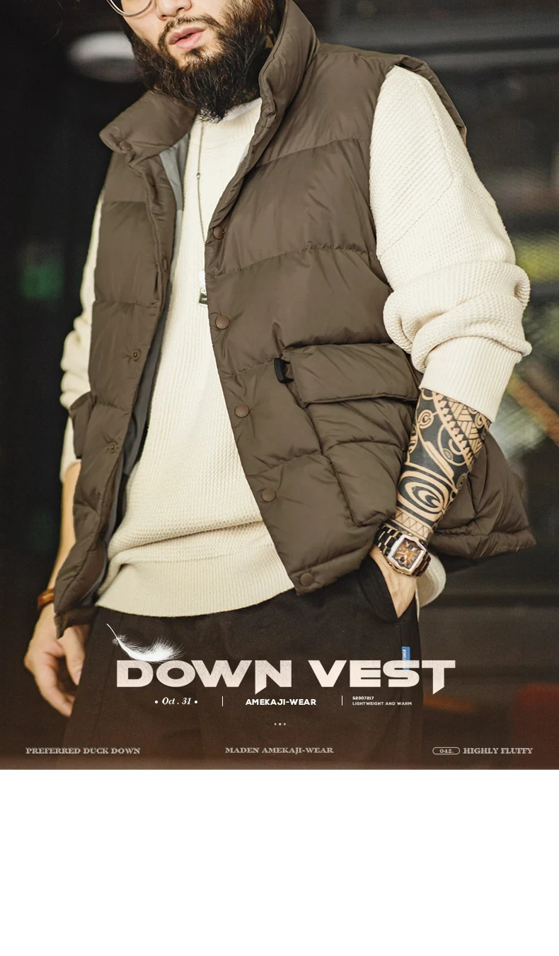 Maden Men's Puffer Vest Back View