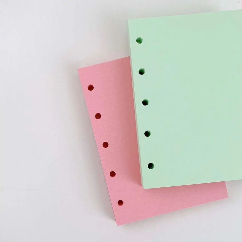 50매 A8 M5 루즈리프 리필 용지 캔디 컬러 5링 리필 스프링 바인더 내지 노트..