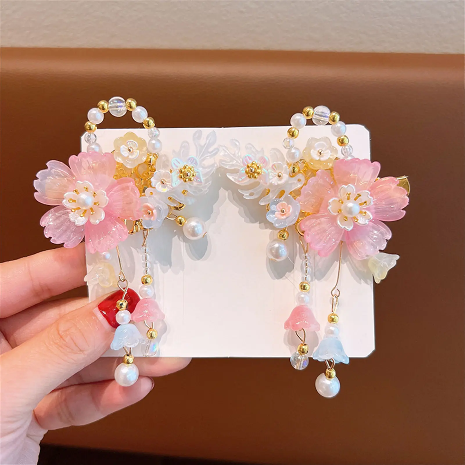 Alte Vintage Quaste Haarnadel Chinesischen Stil Glas Farbige Blume Haar Clip Für Frauen Mädchen Elegante Hanfu Schmuck Haar Zubehör – Detail 7