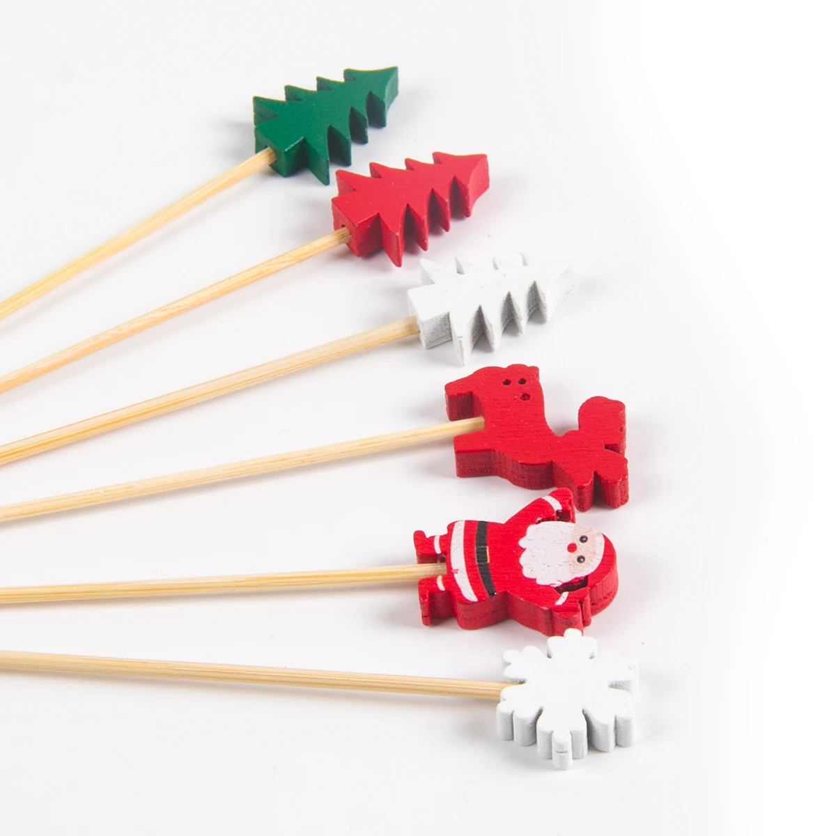 Description Picture 2 of item50pcs Christmas Bamboo Cocktail Picks Santa Claus Snowflake tree Drink Fruit Dessert Food Toothpicks Christmas Party Decor 2024