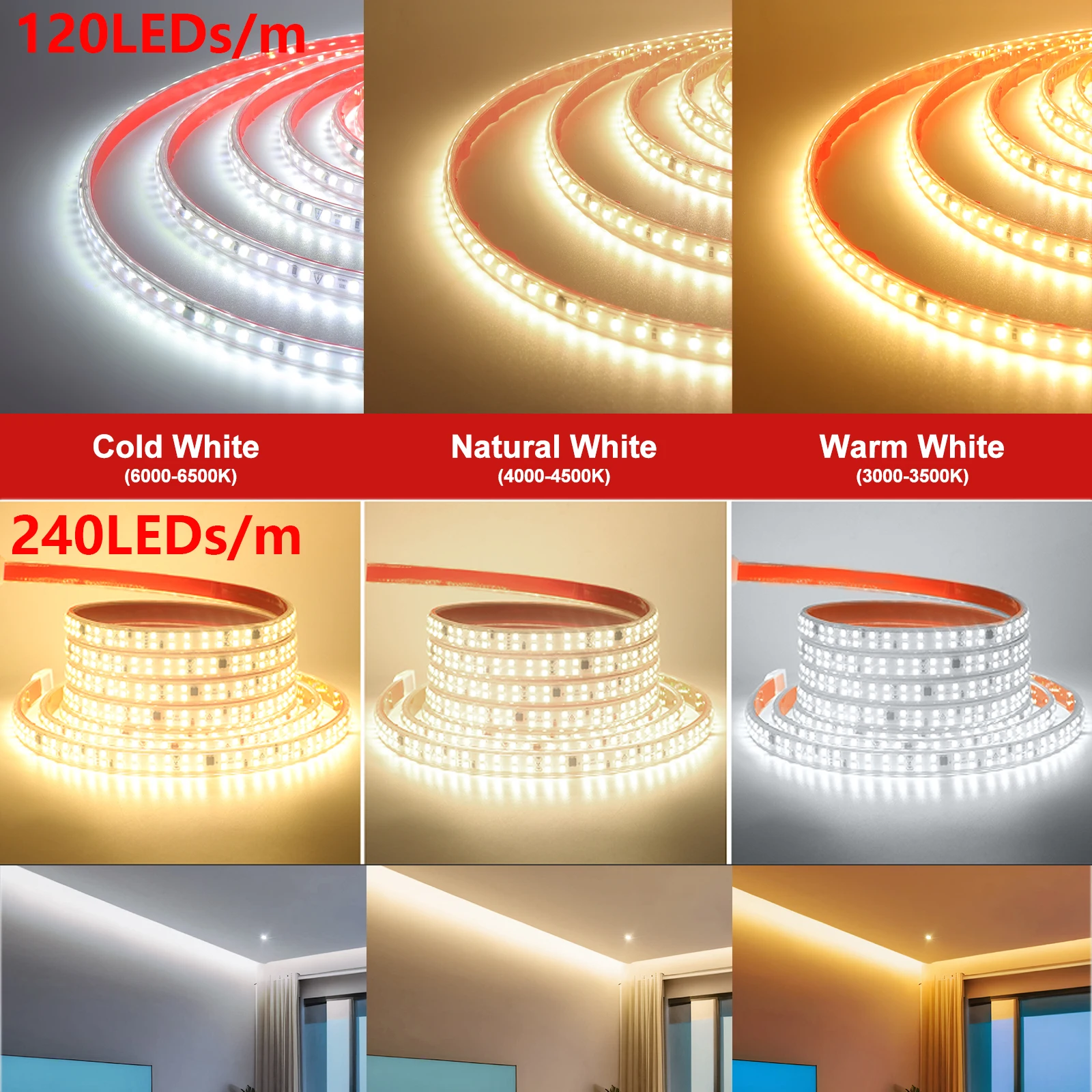 รูปสินค้า แถบไฟ LED ยืดหยุ่น กันน้ำ ตัดได้ 2835 120 LED/m
