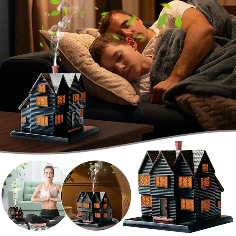 Halloween Haunted House Incense Burner Creative Desktop Decor Relaxes Ensures Sound Sleep Unique Ornament for Spooky Season