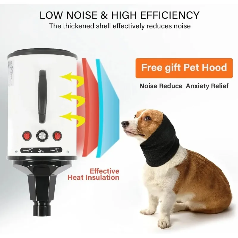 Dog Hair Dryer Pet Grooming Dryer 2-in-1 Smart Silent Dog Hair with High Power Negative Ions Sorting and Rinse Dogs
