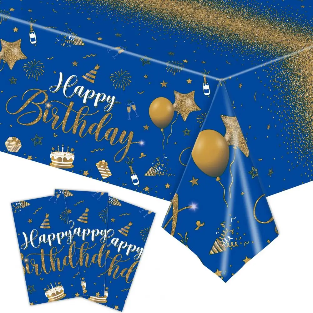 

Waterproof Tablecloth Disposable Plastic Happy Birthday Tablecloth Waterproof Stain Resistant Rectangular Dining Table Cover