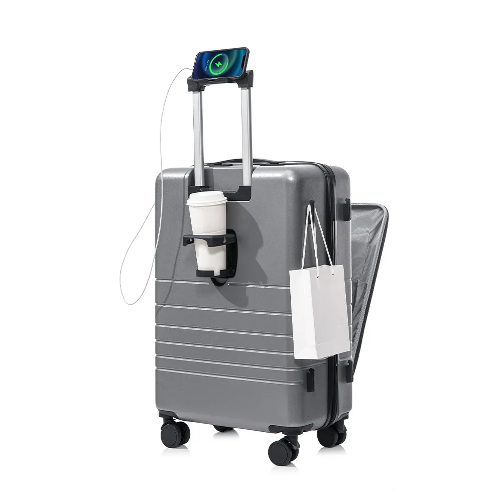 PLUENLI Front Opening Luggage Universal Wheel Password Trolley Case Student Large Capacity Zipper Suitcase