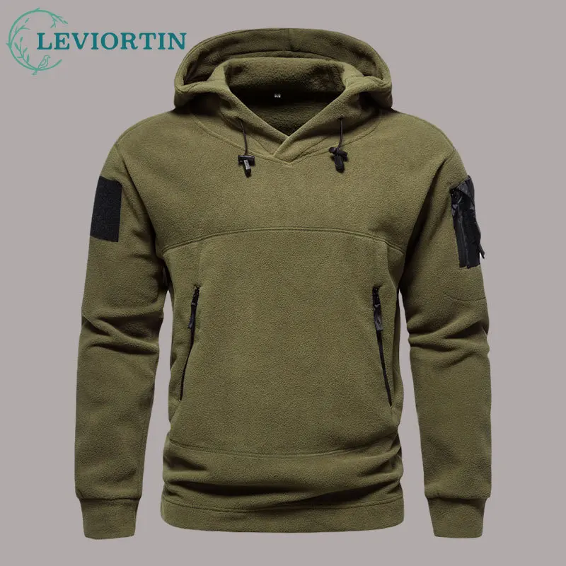 Fall Winter Fleece Hoodies Men Military Tactical Sweatshirts Outdoor Hood Warm Thermal Mens Hooded Men's Sweater Autumn