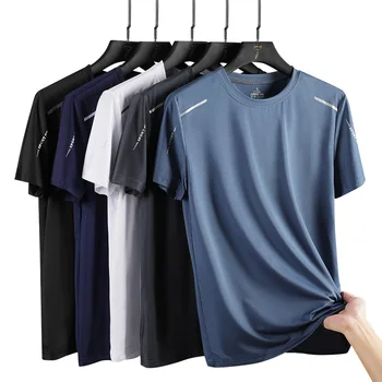 CHRLCK-T-Shirt Masculina de Secagem Rápida, Respirável, Caminhadas, Camisetas de Pesca, Macia, Elasticidade, Camisa Curta Esportiva ao Ar Livre, Verão