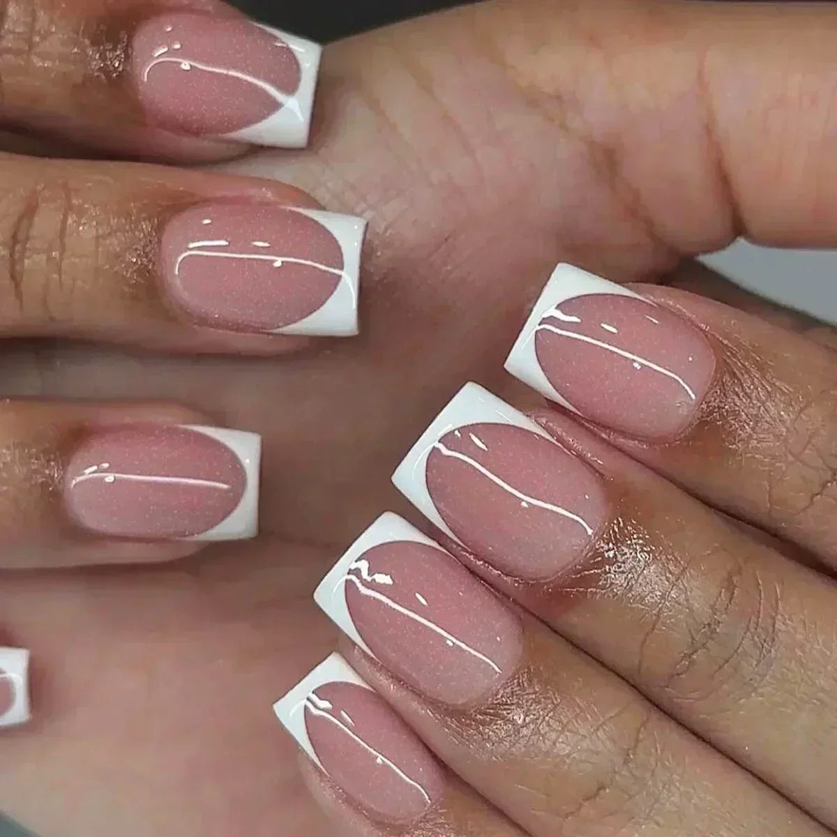 24Pc Ballet French Fake Nails - Glitter Edge