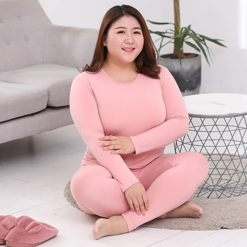 Women's Plus Size Thermal Underwear Set Brush Lining Long Johns Suit Warm Base Layer Underscrubs For Winter