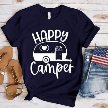 New Happy Camper Printed T Shirt 1