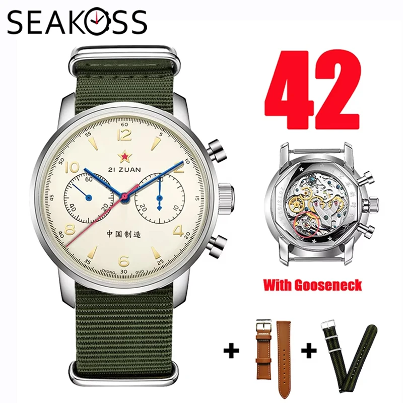 【新品未使用】O'NEILL SUPERFREAK ZEN SEAGULL ML 42mm Classic Retro 1963 Chronograph Air Force Mechanical Watch 21