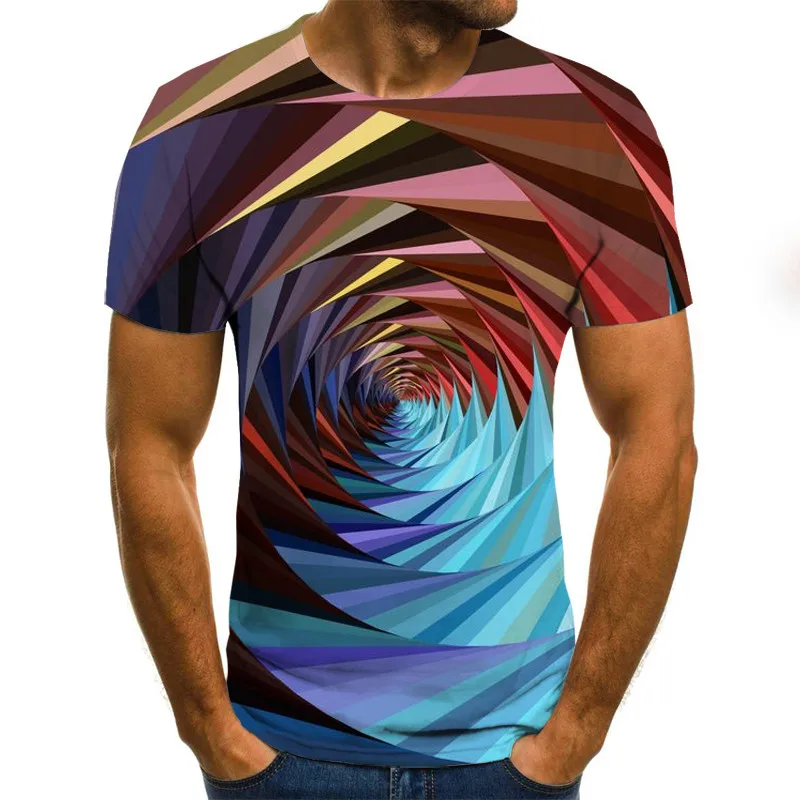 

2023 NEW style Three-dimensional rhombus vortex Men Tshirt 3D Printed 3D t-shirts Summer O-Neck Daily Casual Funny T shirt top