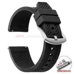 Universal Sports Silicone Watchband - 20mm/22mm Waterproof Rubber Strap - 22mm (Black)