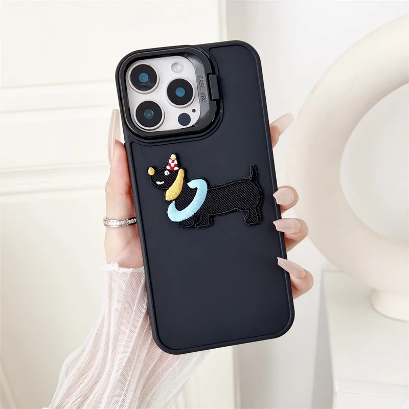 Custodia morbida in silicone per telefono con protezione antiurto per fotocamera con motivo a gatto e cane liquido per iPhone 11 12 13 14 15 16 Pro Max Plus_voghion.com