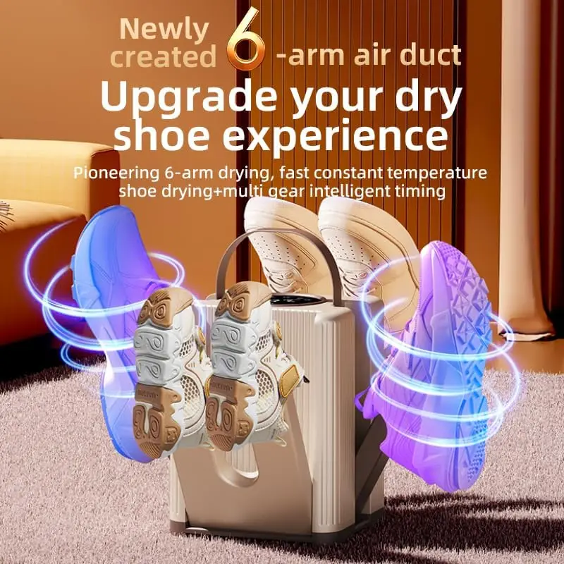 เครื่องอบรองเท้า 6 แขน รุ่นใหม่ ปี 2025 พร้อมตัวตั้งเวลาและคุณสมบัติต้านเชื้อแบคทีเรีย สำหรับอบถุงเท้า ถุงมือ รองเท้าฟุตบอล และผลิตภัณฑ์ดูแลรองเท้า 1