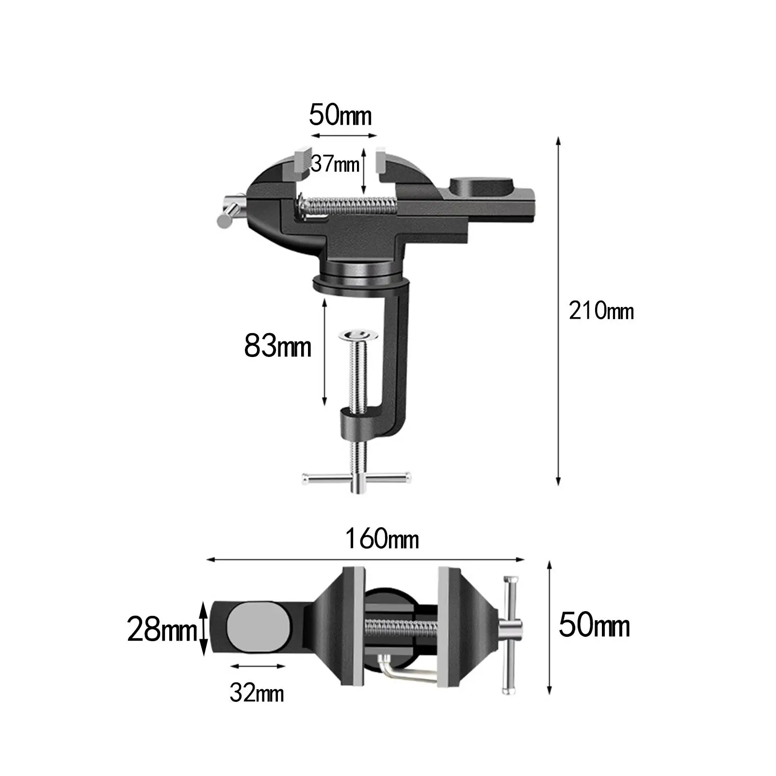 Table Vise Bench Vise 360 Degree Rotating Hand Tools Mini Universal Clamp on Vise Tabletop Clamp for Model Craft_voghion.com
