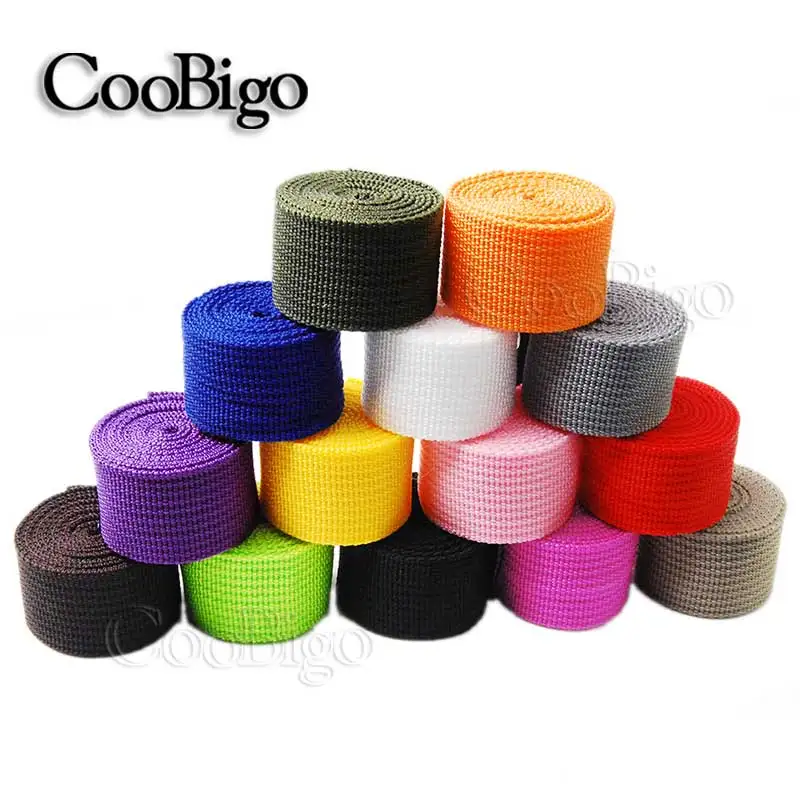 10yard Pick & Mixed Colorful 1" (25mm) Polypropylene PP Webbing Ribbon Band Strap Dog Collar Harness Outdoor Backpack Bag Parts webbing ribbon