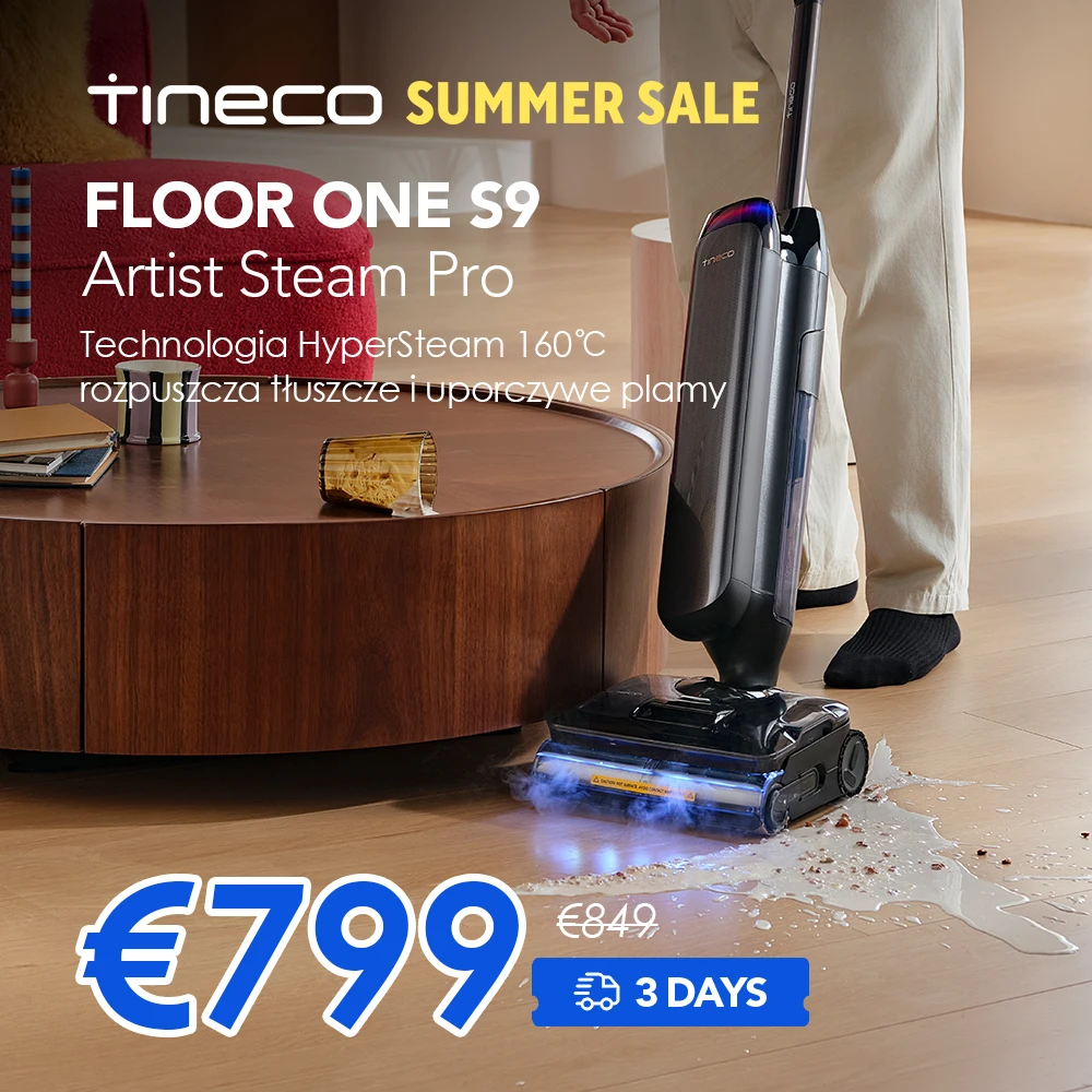 Odkurzacz Tineco Floor One S9 Artist Steam Pro do pracy na mokro i sucho z EU za $913.69 / ~3427zł Odkurzacz Tineco Floor One S9 Artist Steam Pro do pracy na mokro i sucho z EU za $913.69 / ~3427zł