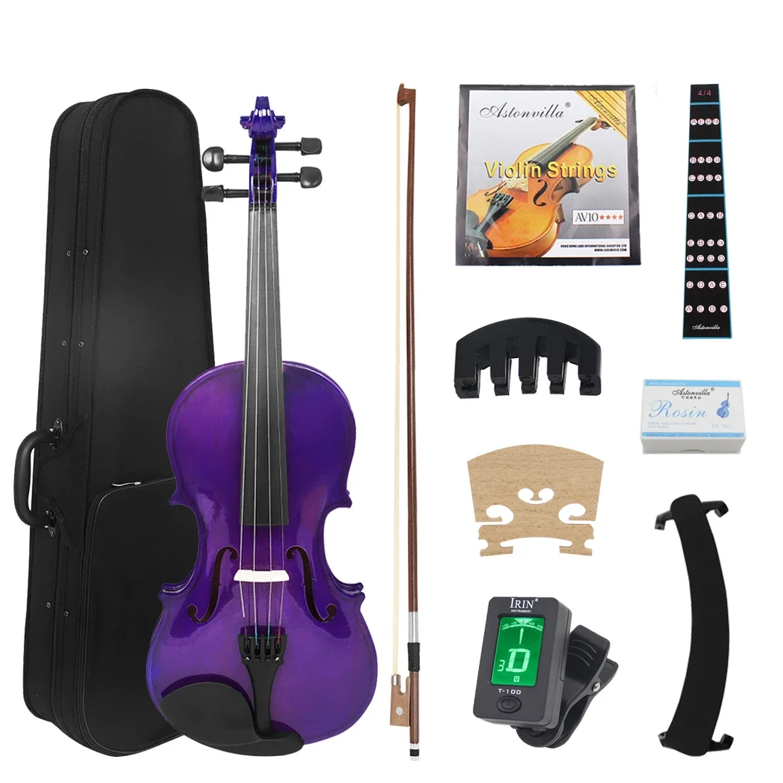 

IRIN V-10 4/4 Colorful Violin Solid Wood Violin Set with Case Accessories Professional Stringed Instruments Violin for Practice