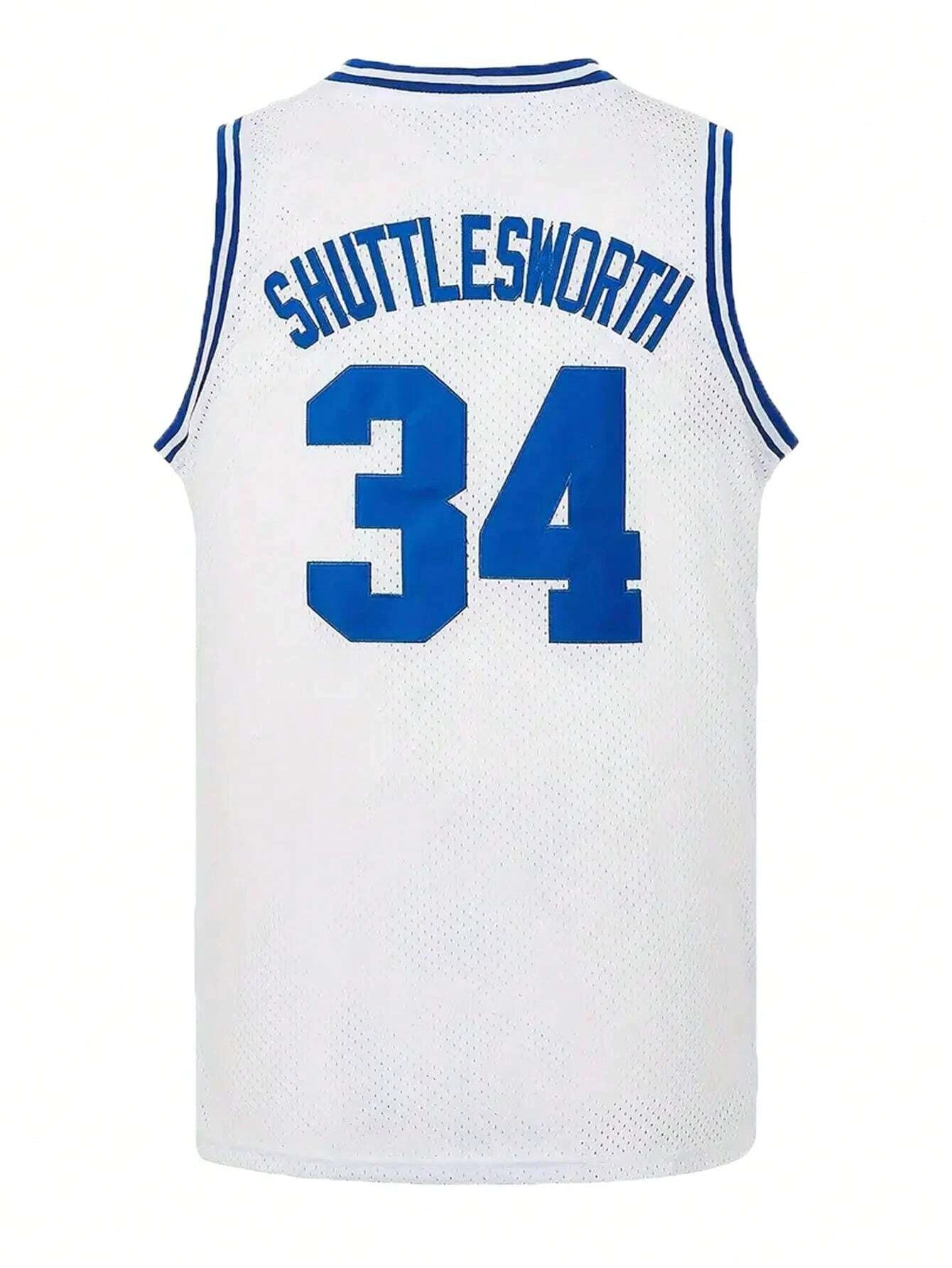 Boyfriend Style Men's #34 White Basketball Jersey Loose Fit Breathable Sleeveless Crew Neck Tank Top Suitable For Basketball