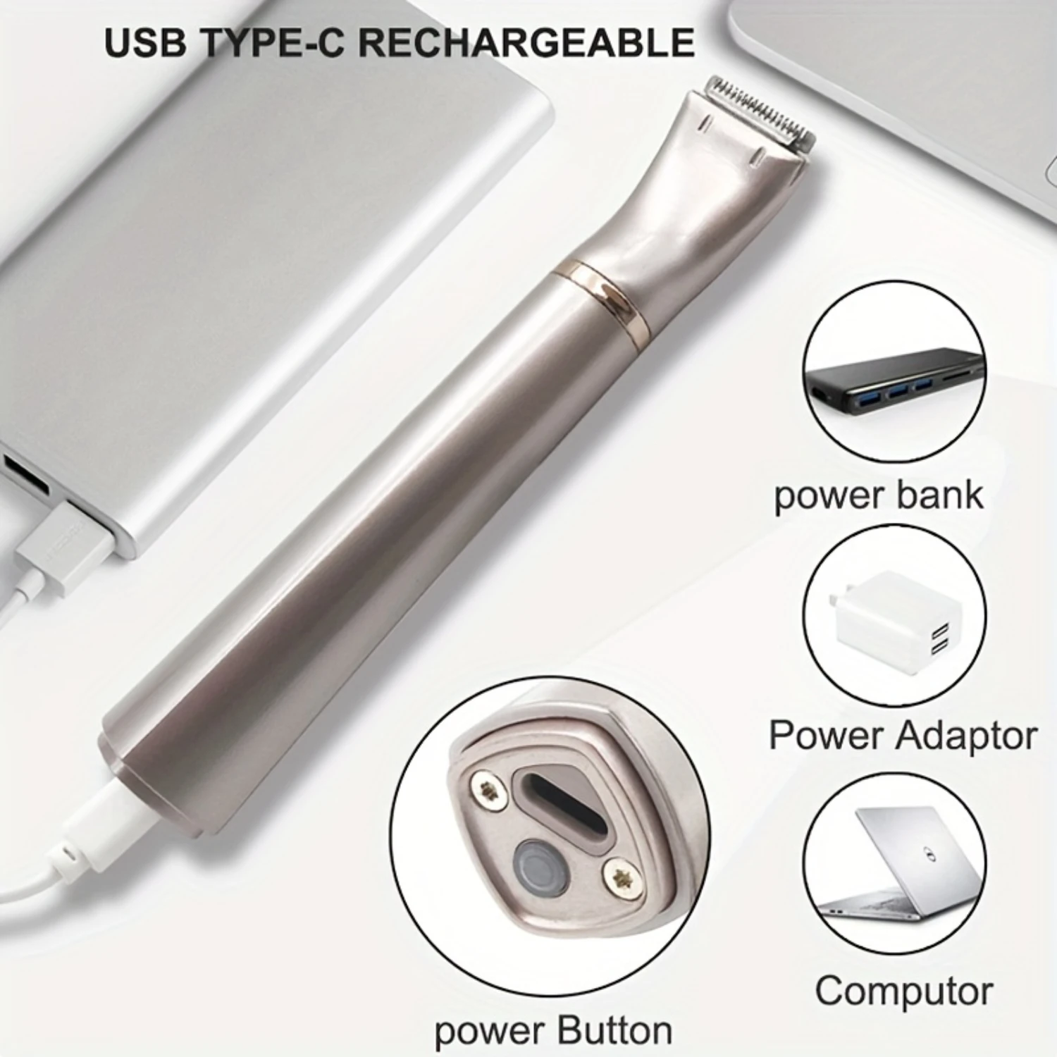 Rechargeable 3 in 1 Eyebrow Trimmer and Face Shaver for Women-Painless Hair Removal Device for Face, Eyebrows, Peach Fuzz, and