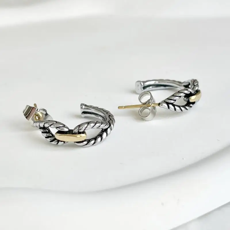 HSC DY Classic Lady's Earrings 22MM Gold-Plated Silver  Buckle Holiday Gift