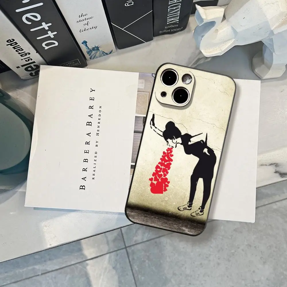 Banksy Girl With Red Balloon Street Art Black Soft Phone Case