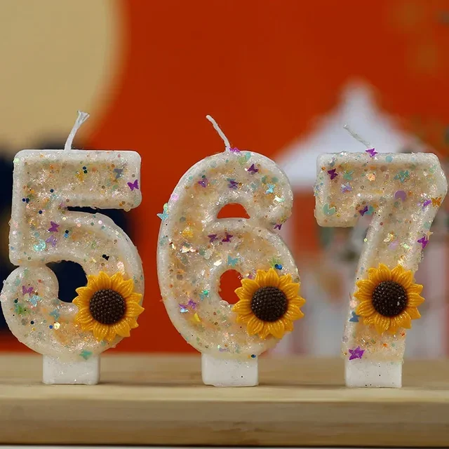 Topper de gâteau Chi Princesse Sweet, numéro 0-9, jaune, tournesol, anniversaire, ci-après les papillon, paillettes, décor, fournitures de cuisson, mode 3