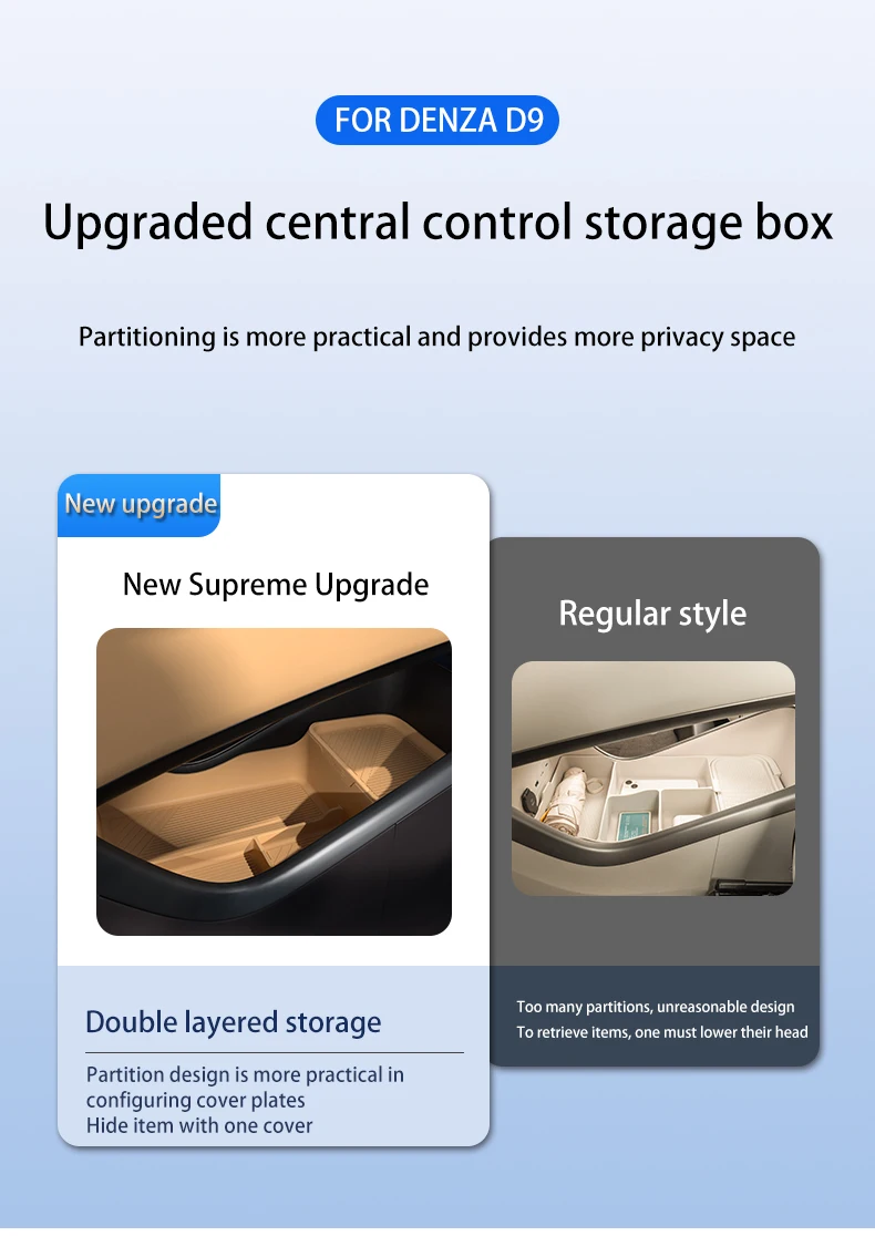 For DENZA D9 2024 2025 Storage box under central control Liquid silicone storage