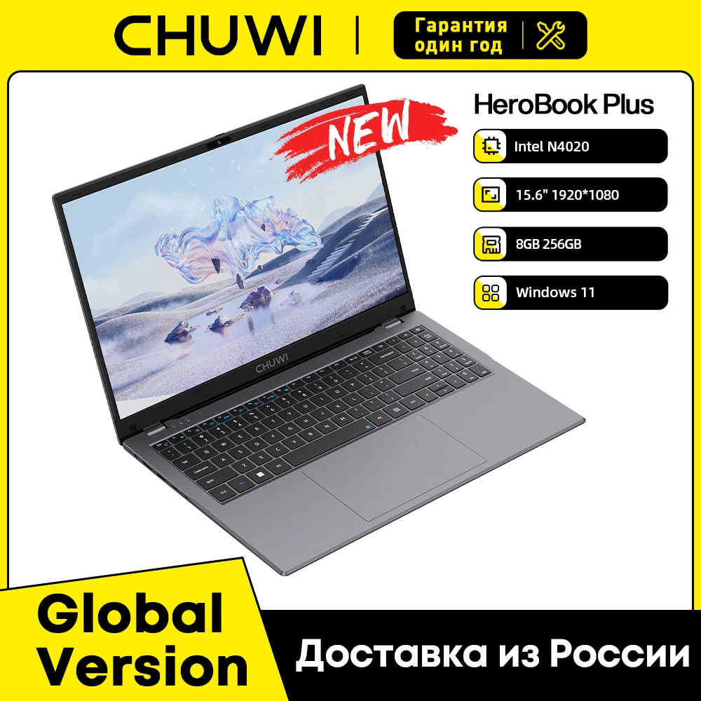 

CHUWI 15.6" Laptop HeroBook Plus Intel Gemini lake N4020 8GB RAM 256GB SSD 1920*1080P Computer Windows 11Full Layout Keyboard