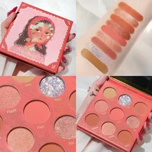 

9 Colors Matte Shimmer Eye Shadow Makeup Rose Cherry Bloss Palette Pigment Waterproof Balm Profesional Make Up Drop shipping