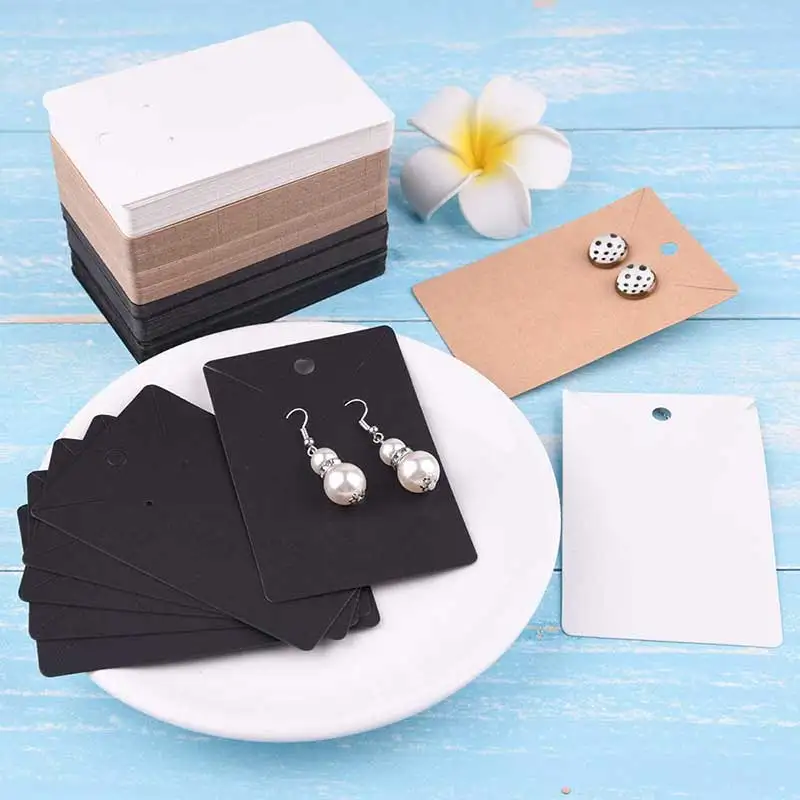 50pcs/lot Paper Display Cards Earrings Necklaces Storage Accessories Plastic Packing Bags for DIY Jewelry Package Box Cardboard