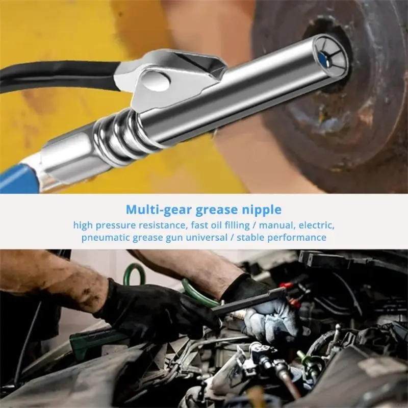 517B Grease Guns Mouthpiece and 2 Flexible Tube for Standard Grease Nipples M6 to M14