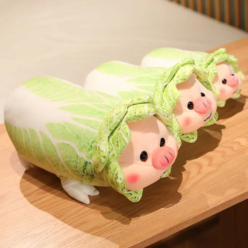 

New Cabbage Pig Cute Vegetable Fairy Anime Plush Toy Fluffy Stuffed Plant Soft Doll Kawaii Pillow Baby Kids Toys Gift 25/32/42cm