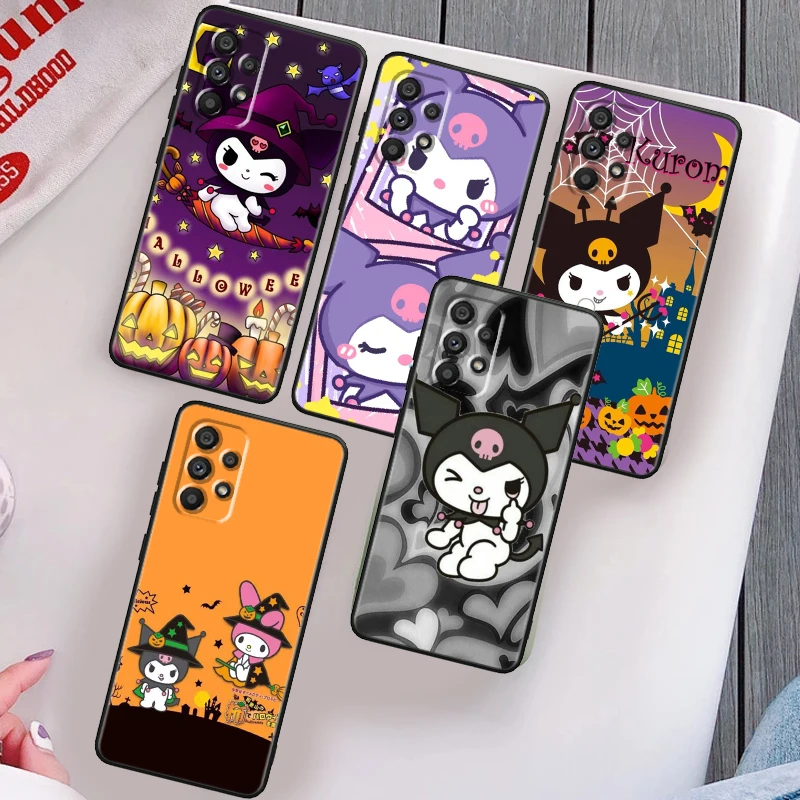 

Sanrio Cartoon Kulomi Cool Phone Case For Samsung Note 20 10 Ultra Plus A31 A8 A14 j6 A12 A5 A70 A7 A34 A20 A04 A24 5G Black