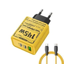 145W Triple Port Fast USB - C Charger with PD & QC 3.0 - EU And 1M Cable
