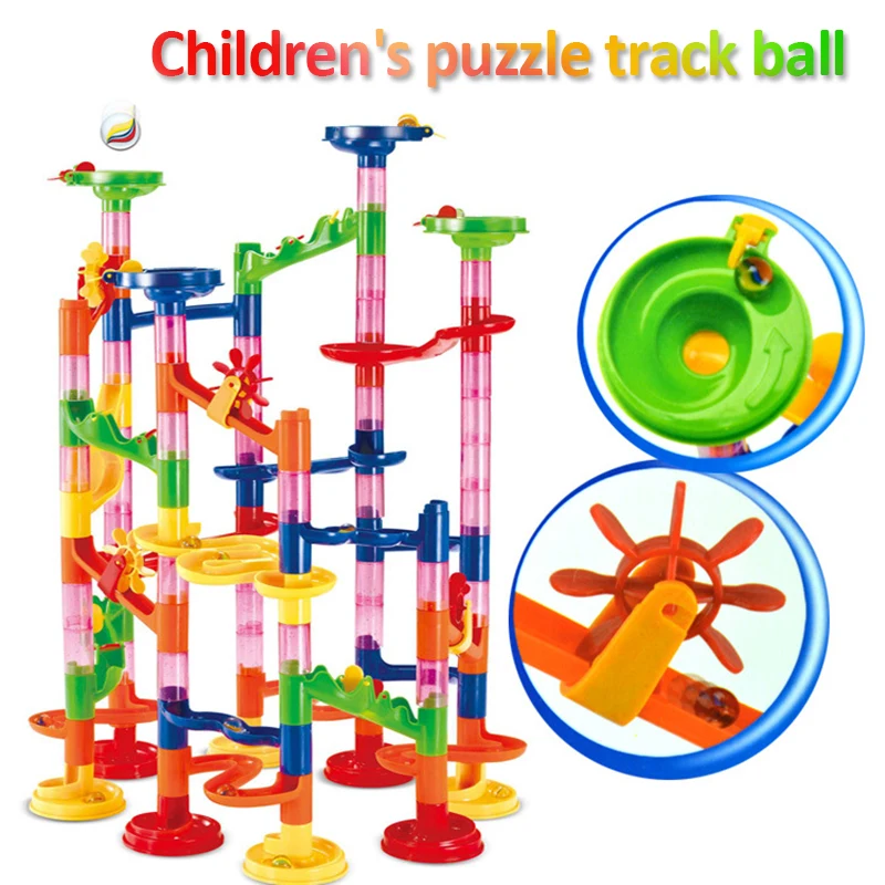 105/109Pcs Fai Da Te Marble Run Race Set Costruzione Di Edifici Ferroviari Building Blocks 3D Labirinto Palla Labirinto Pista Giocattoli Regalo Per Ba