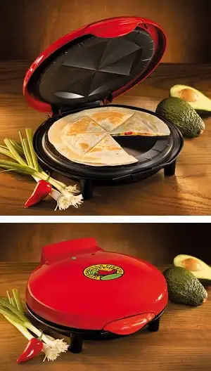 6-Wedge Electric Quesadilla Maker with Extra Stuffing Latch