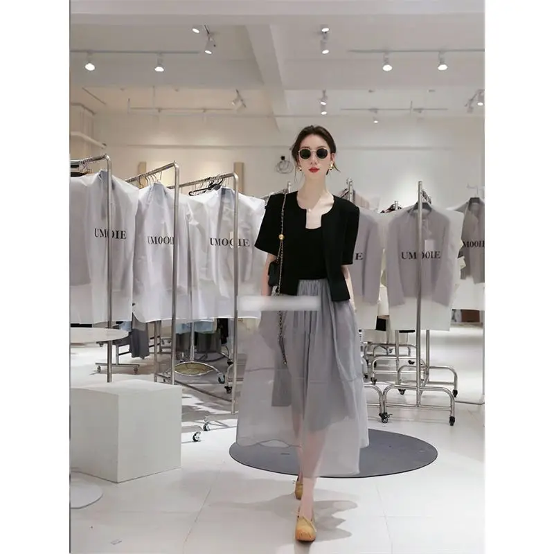 2023Women's Spring Autumn New Fashion Elegant Solid Color Round Neck Simple Commuter Long Sleeve Slim Fit Short Suit Coat