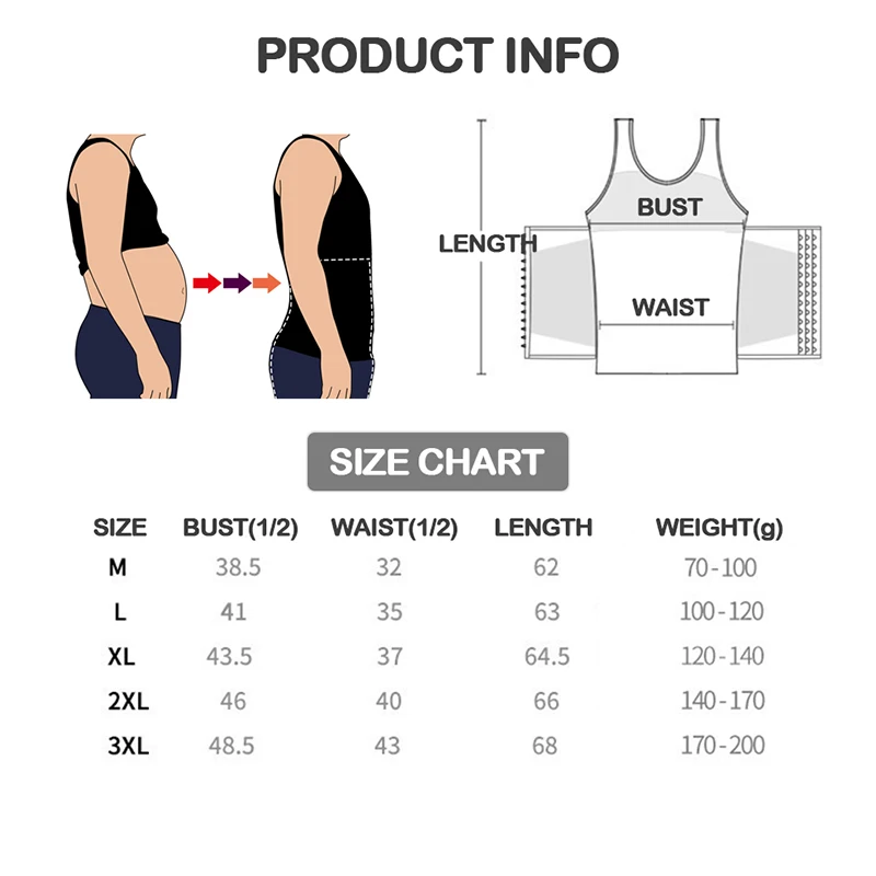 Men Slimming Shapewear Waist Trainer Vest Body Shaper